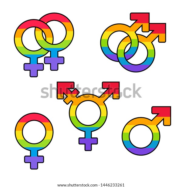 Gender Symbols Lgbt Pride Rainbow Flag Stock Vector Royalty Free 1446233261 7705