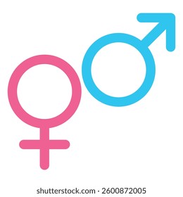 Gender symbols representing male and female identities displayed in a modern design using vibrant colors