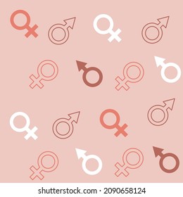 Gender symbols seamless pattern, lovely romantic background, great for Valentine's Day