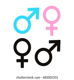 Gender symbols. Set of flat gender icon silhouettes, isolated on white. Eps 8