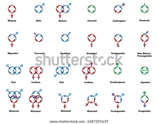 Gender Symbols Set Sexual Orientation Icons Stock Vector Royalty Free 1687201639 Shutterstock 