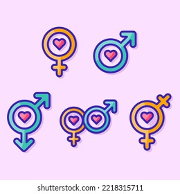 Gender symbols straight queer couple relationship