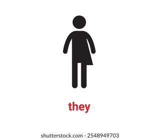 Gender they sign concept. Word they written with unisex or transgender icons. . Vector illustration