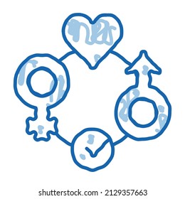 gender tolerance sketch icon vector. Hand drawn blue doodle line art gender tolerance sign. isolated symbol illustration