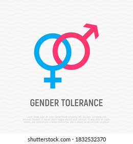 Gender tolerance thin line icon. Modern vector illustration of man and woman equality.