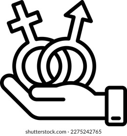 Icono de línea delgada de tolerancia de género. Ilustración vectorial moderna de la igualdad entre hombres y mujeres.