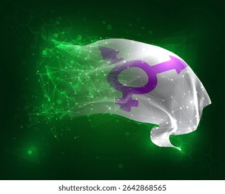 Gender, vector 3d flag on green background and numbers