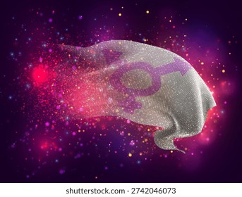 Gender, vector 3d flag with a splash of paint dots, explosion of colored dots