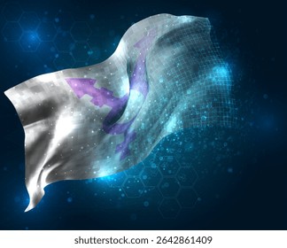 Gender, vector 3d flag virtual triangular polygons on a blue background