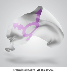 Gender, vector 3d flag with waves on a white background