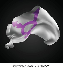 Gender, vector 3d flag with waves on a black background