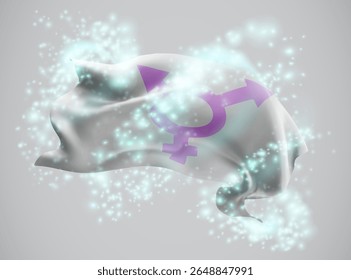 Gender, vector 3d flag in whirlwind of magical radiance