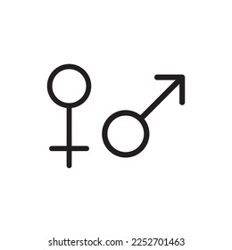 Icono vector de género. Señal de género de hombres y mujeres. Diseño de letreros planos masculinos y femeninos. Pictograma de símbolo plano EPS 10