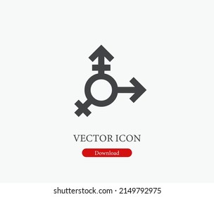 Icono vector de género. Símbolo en estilo de arte de línea para diseño, presentación, sitio web o elementos de aplicaciones móviles, logotipo. Ilustración de símbolo de género. Gráficos vectoriales de píxeles - Vector.