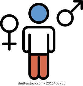 geschlechtsspezifische Vektorgrafik auf transparentem Hintergrund. Hochwertige Symbole. Zeilenfarbige Vektorsymbole für Konzept und Grafikdesign.
