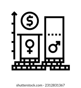 gender wage gap feminism woman line icon vector. gender wage gap feminism woman sign. isolated contour symbol black illustration