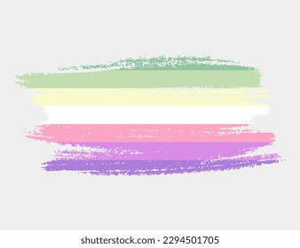 Genderfae-Flagge mit einer Bürste auf weißem Hintergrund. Konzept der LGBT-Rechte Moderne Stolz-Paraden Plakat. Vektorgrafik
