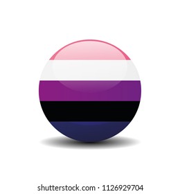 Genderfluid Circle Button Flag. LGBT 3D, Vector, Illustration, Symbol.