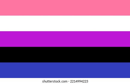 Genderfluid Flag Stolz Vektorgrafik. Stellt jemanden vor, der sich nicht als ein festes Geschlecht identifiziert. Flag-Streifen bedeutet Femininität, Alle Geschlechter Männlichkeit, Geschlechtslosigkeit. LGBTQ+.
