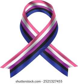 Clipart de cinta de bandera de genderfluid aislado sobre fondo blanco.	
