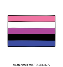 genderfluid pride flag doodle icon, vector illustration