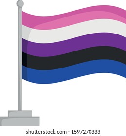 Genderfluid pride flag isolated on white background Vector Illustration