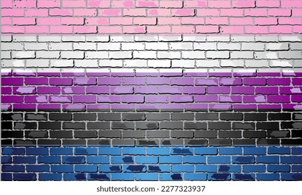 Genderfluid Pride Flag on a brick wall - illustration