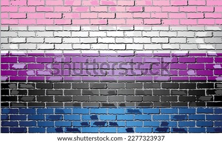 Genderfluid Pride Flag on a brick wall - illustration