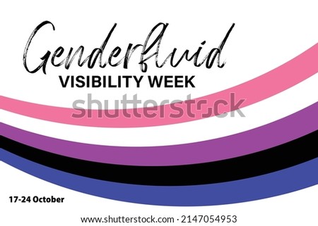 Genderfluid Visibility Week, Fluid Week or Genderfluid Awareness Week, October 17-24. vector banner with ribbon flag symbol of gender fluid LGBT community.
