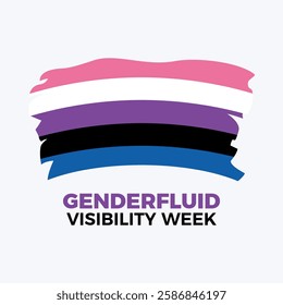 Genderfluid Visibility Week poster vector illustration. Genderfluid grunge flag icon. LGBTQIA gender fluid paintbrush flag symbol. Template for background, banner, card. October every year