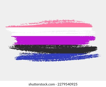 Genderfluidity Flag painted with brush on white background. LGBT rights concept. Modern pride parades poster. Vector illustration