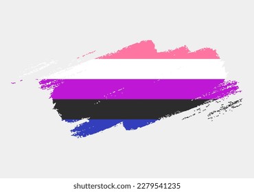 Genderfluidity Flag painted with brush on white background. LGBT rights concept. Modern pride parades poster. Vector illustration