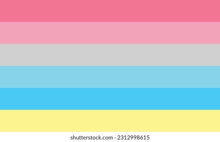 Bandera del Orgullo Géderflux. El género flux es un término para aquellos cuyo género fluctúa en intensidad. Se lo puede considerar como una forma de fluido de género donde el género es la base.