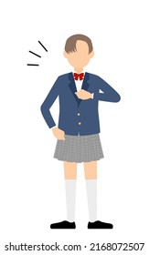 Genderless, blazer uniform, confidently tapping his chest