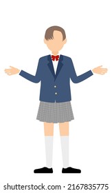 Genderless, blazer uniform, Gesture of open arms.