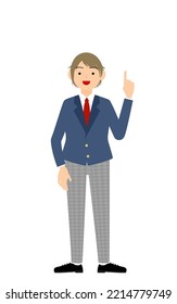 Genderless, blazer uniform, Pointing and advising