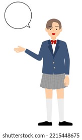 Genderless, blazer uniform, Talk to me (with speech bubble)