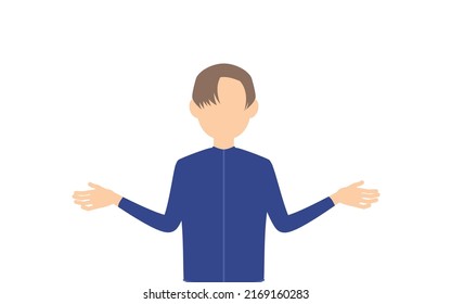 Genderless student, in Genderless swimsuit,Gesture of open arms.