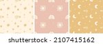 Gender-Neutral Nursery Cute Patterns
Sky Crescent Moon, Stars, Rainbow, Sun Boho Warm Earthy Colors Vector Illustration Set