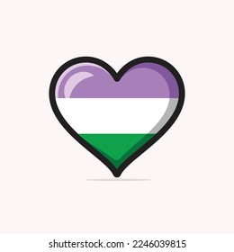 genderqueer flag in heart shape vector illustration