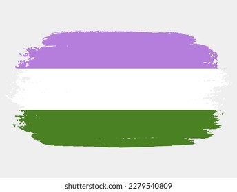 Bandera de género pintada con pincel sobre fondo blanco. Concepto de derechos LGBT. Afiche de los modernos desfiles del orgullo. Ilustración del vector
