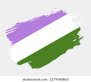 Genderqueer Flag painted with brush on white background. LGBT rights concept. Modern pride parades poster. Vector illustration