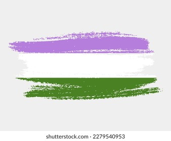 Genderqueer Flag painted with brush on white background. LGBT rights concept. Modern pride parades poster. Vector illustration