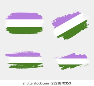 Genderqueer-Flagge mit einer Bürste auf weißem Hintergrund. Konzept der LGBT-Rechte Moderne Stolz-Paraden Plakat. Vektorgrafik	