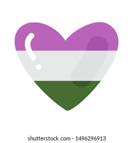 Genderqueer heart isolated on white background. LGBT pride symbol. Design element for banner, poster or leaflet.