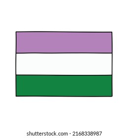 genderqueer pride flag doodle icon, vector illustration