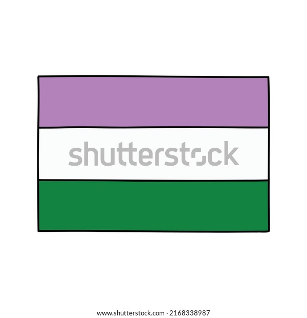 Genderqueer Pride Flag Doodle Icon Vector เวกเตอร์สต็อก ปลอดค่า