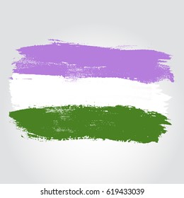 Genderqueer pride flag in a form of brush stroke. Brush stroke style. Vector EPS 10