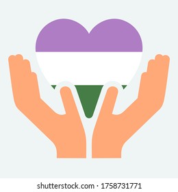 Indicador de orgullo de género, en icono de forma cardíaca sobre fondo blanco, ilustración vectorial