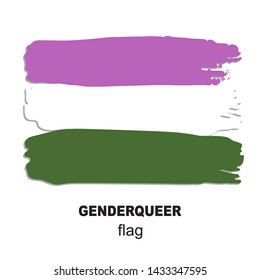 Genderqueer pride flag isolated on white background. Gay pride symbol. Design element for banner, poster or leaflet. Grunge style.